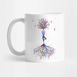 Yoga tree with hummingbirds Mug